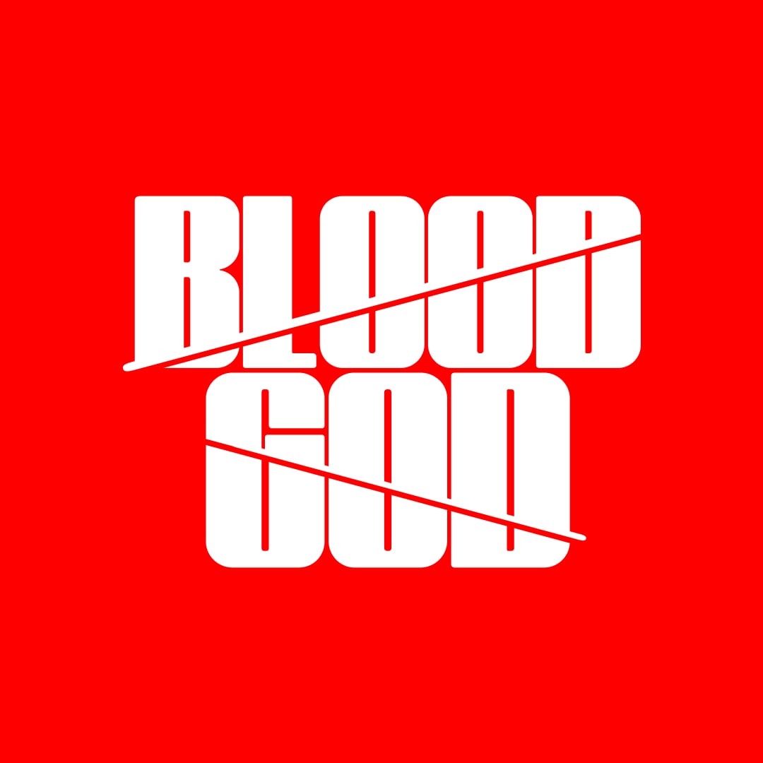 blood god logo white on red