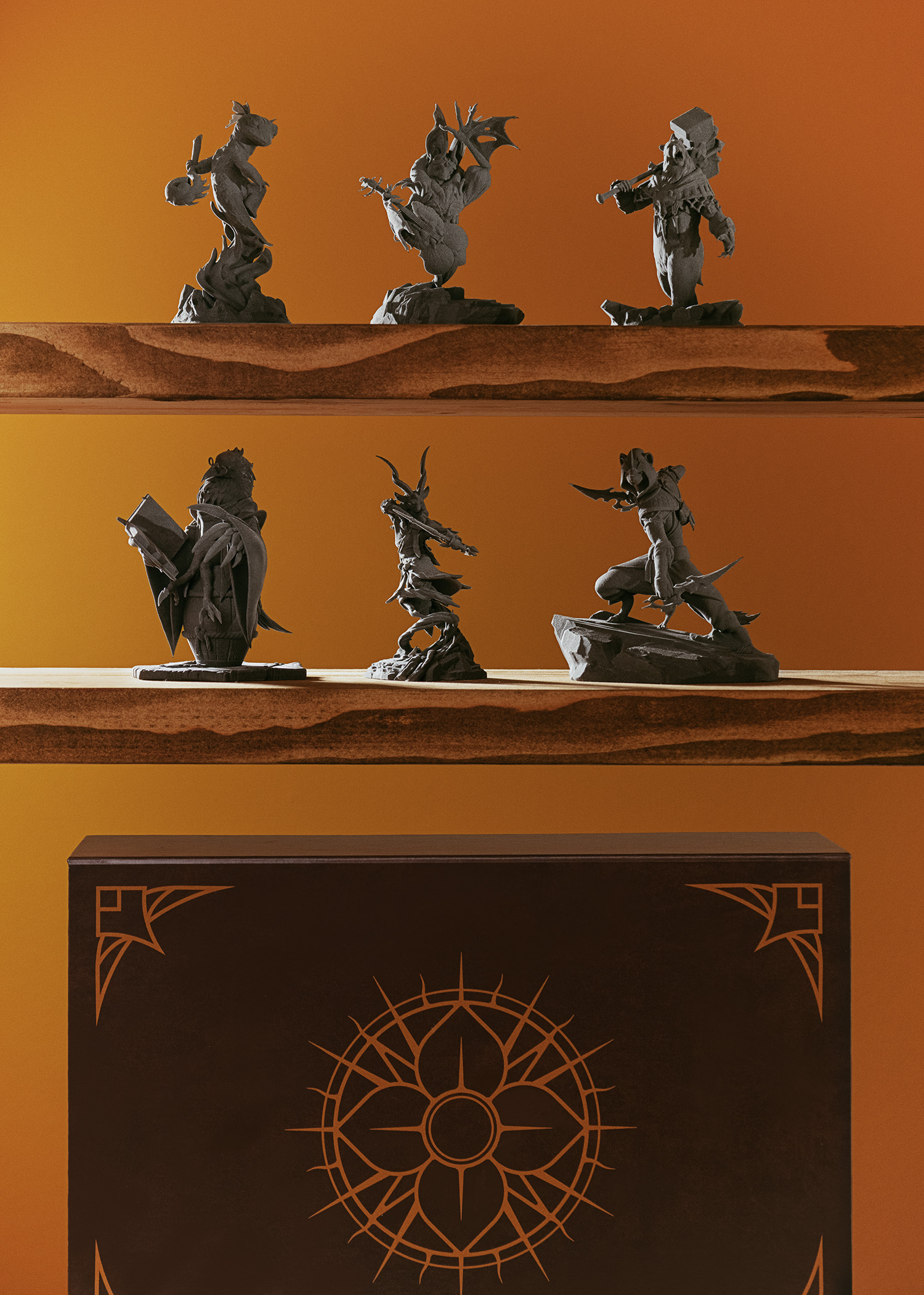 all 3d figurines on shelves